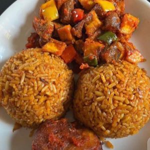 Sauced rice and chicken
